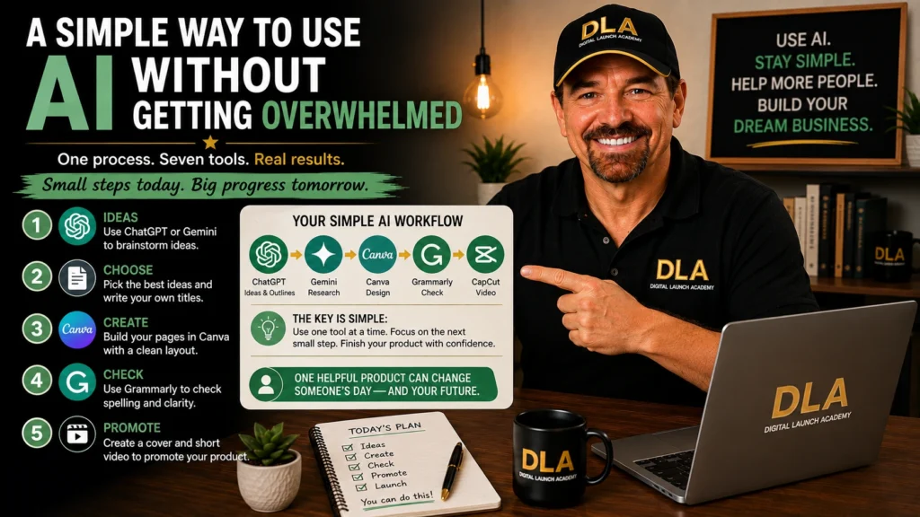 Glenn sitting at his desk showing his students a simple way to use AI without getting overwhelmed.
