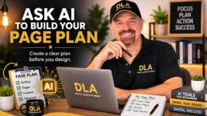 Glenn is teaching about how to Ask AI to Build Your Page Plan from is warm office.