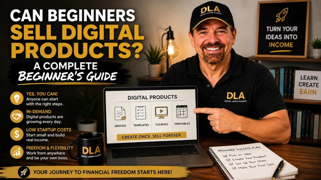 Glenn is showing the class about Can Beginners Sell Digital Products A Complete Beginner’s Guide and telling they should check it out.