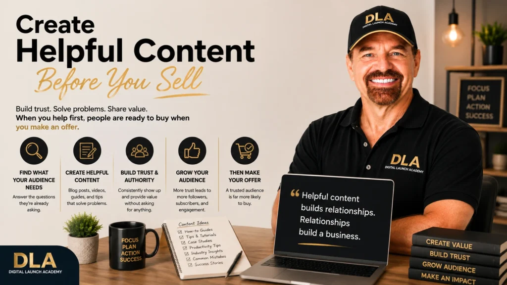 Glenn tells the class to think about their customer and create helpful content before you sell.