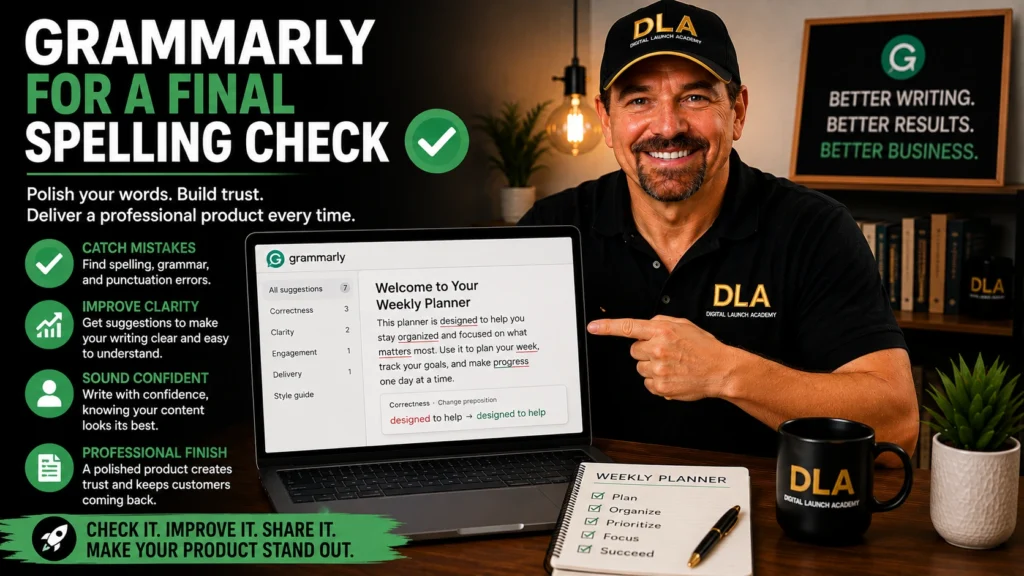Glenn is show another AI tool for beginners to use called grammarly for a final spelling check
