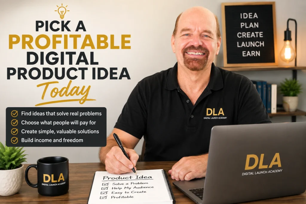 Glenn Showing the online class how to pick a Profitable Digital Product Idea.