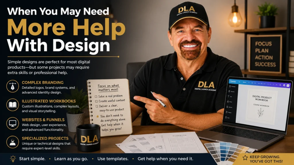 Glenn is explaining when you may need more help with design to his students.