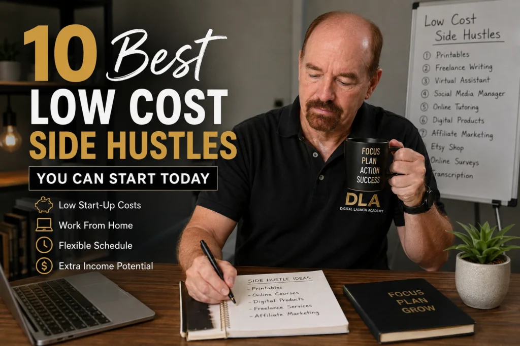 Glenn is showing his students the 10 best low cost side hustles they can get started on today