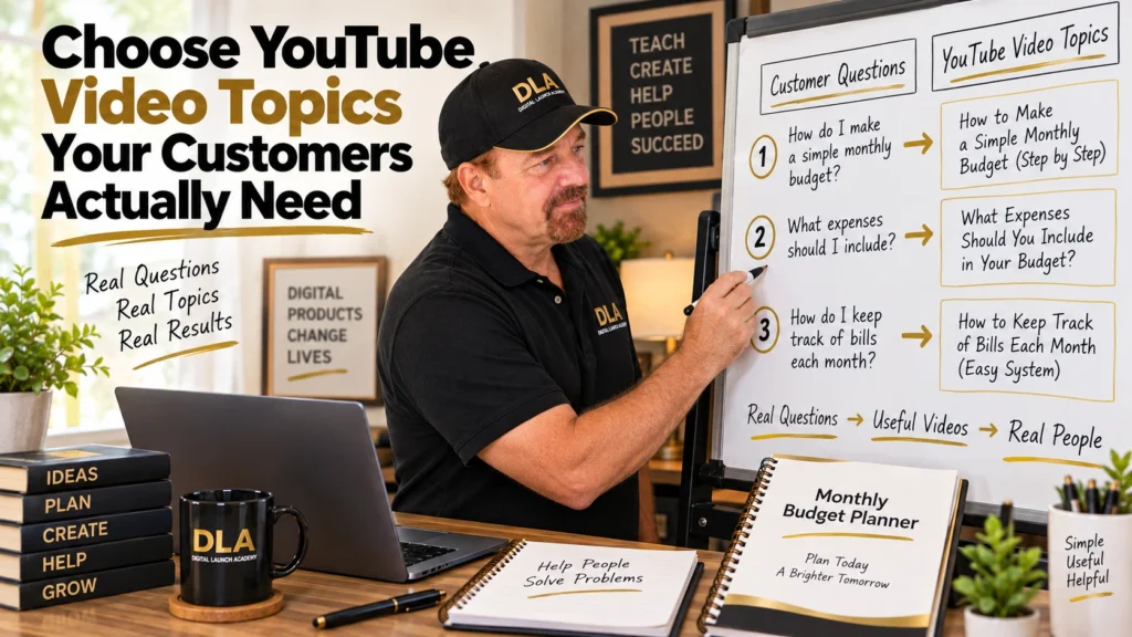 Choose YouTube video topics your customers actually need. A helpful video lesson connects naturally to a meal-planning printable as the viewer's next step.