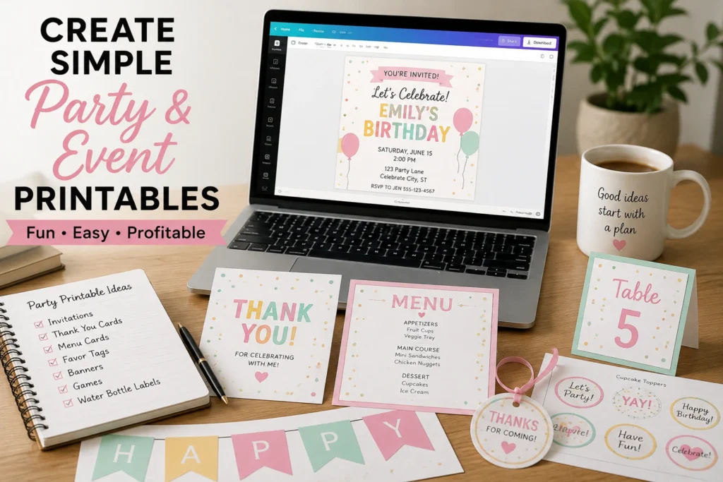 Create simple party and event printables