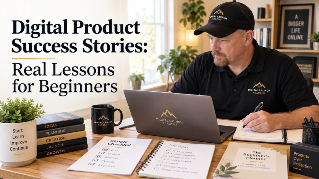 Glenn is giving his class digital product success stories.