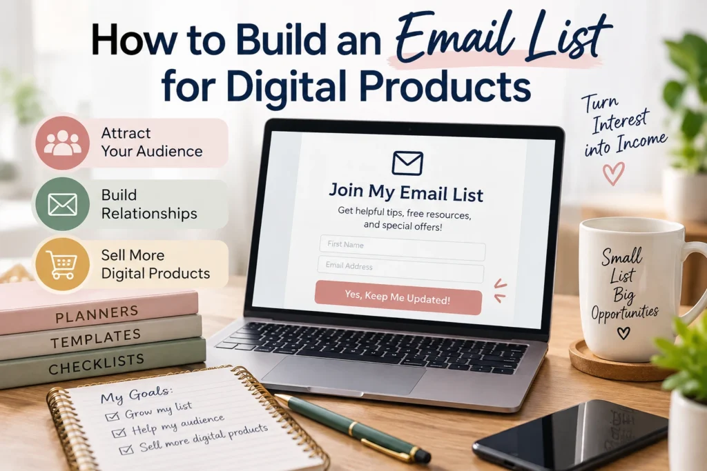 How to build an email list for digital products.