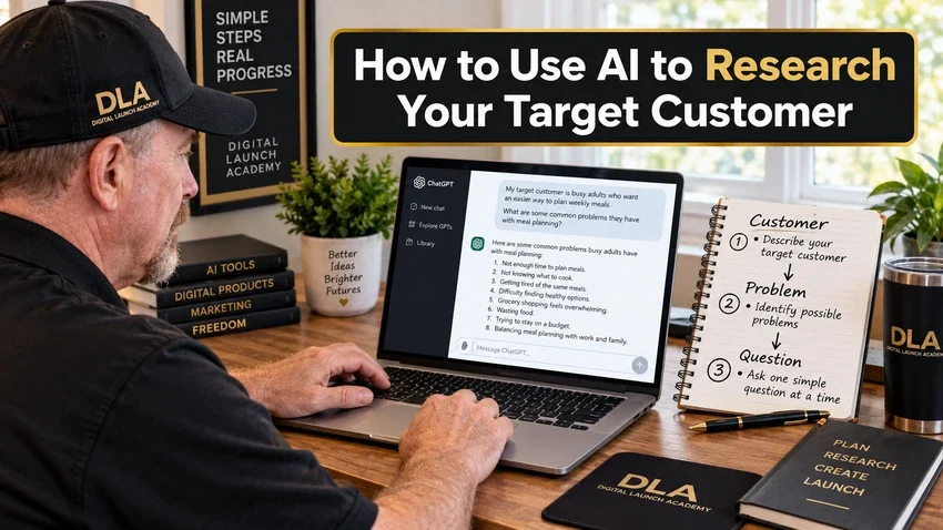 How to Use AI to Research Your Target Customer. Glenn is researching before the class comes online.