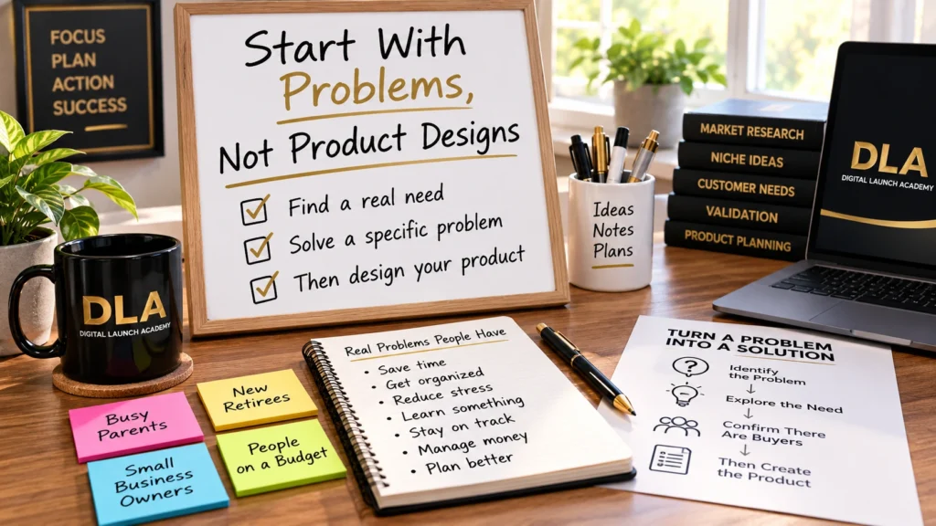 Please start with a problem, not a product design setup on Glenn's desk for today's class.
