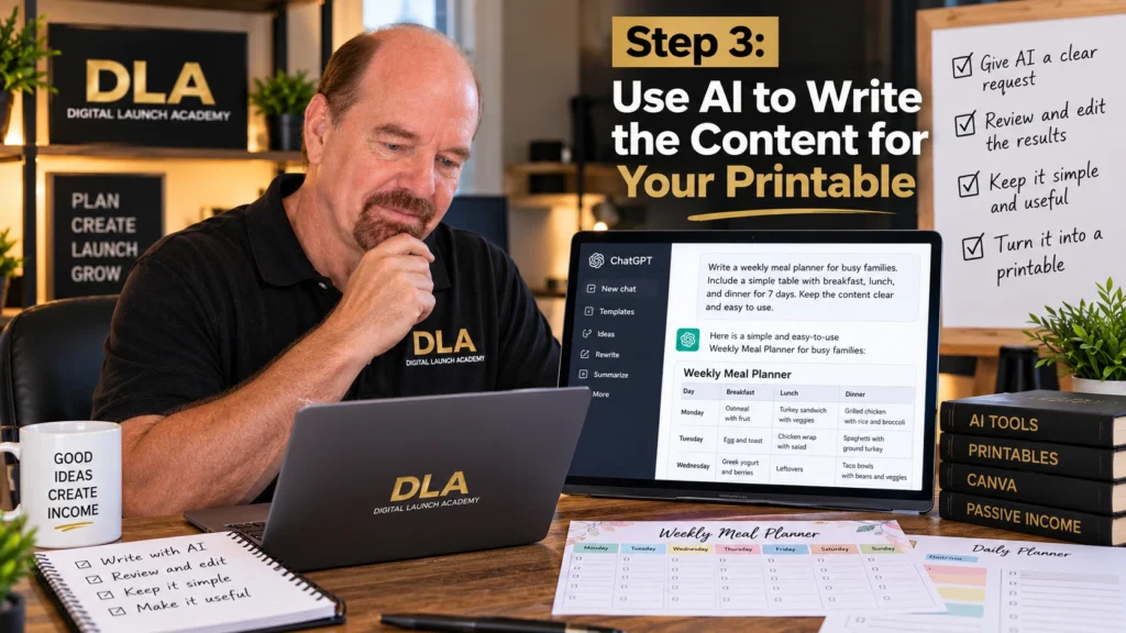 I tell my student to use AI to write the content for the printable.