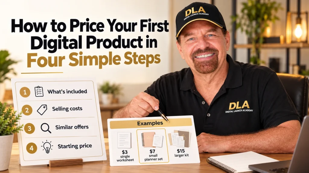 Glenn uses a four-step worksheet to choose a starting price for a meal planner.