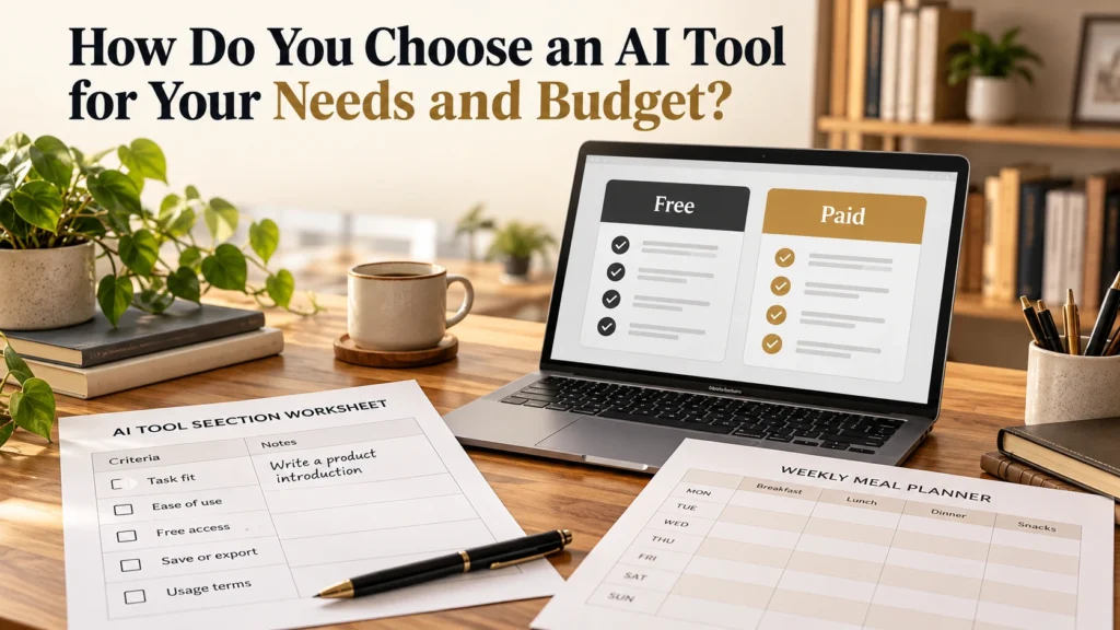 Showing students how do you choose an AI Tool for your needs and budget.
